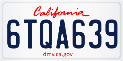 CA license plate 6TQA639