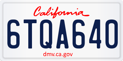 CA license plate 6TQA640