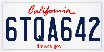 CA license plate 6TQA642