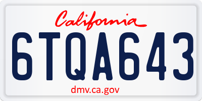 CA license plate 6TQA643