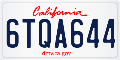 CA license plate 6TQA644