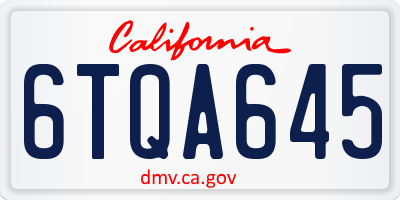 CA license plate 6TQA645