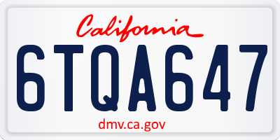 CA license plate 6TQA647