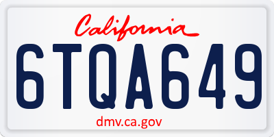 CA license plate 6TQA649