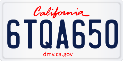 CA license plate 6TQA650