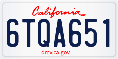 CA license plate 6TQA651