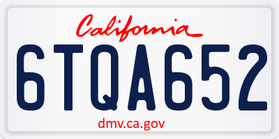 CA license plate 6TQA652