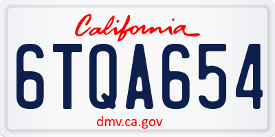 CA license plate 6TQA654