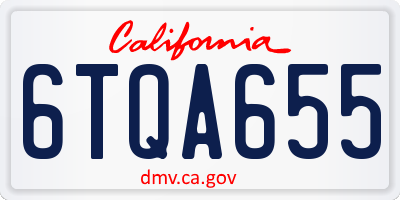 CA license plate 6TQA655