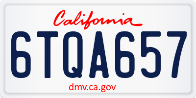 CA license plate 6TQA657