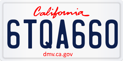 CA license plate 6TQA660