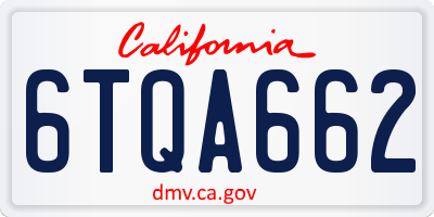 CA license plate 6TQA662