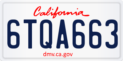 CA license plate 6TQA663
