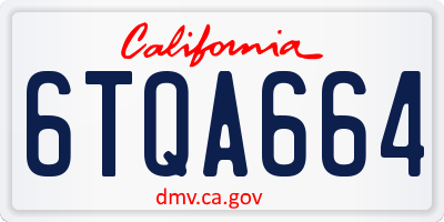 CA license plate 6TQA664