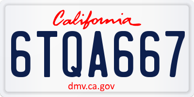 CA license plate 6TQA667