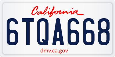 CA license plate 6TQA668