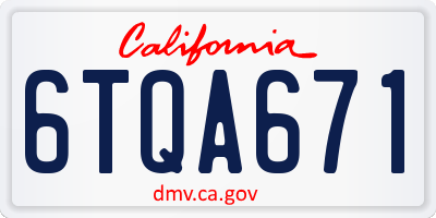 CA license plate 6TQA671