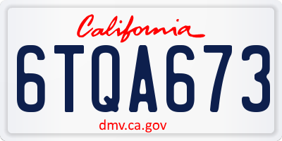 CA license plate 6TQA673