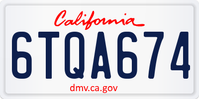 CA license plate 6TQA674