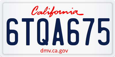 CA license plate 6TQA675