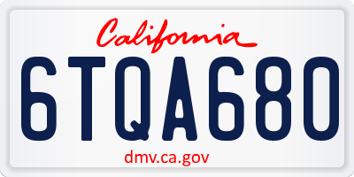 CA license plate 6TQA680