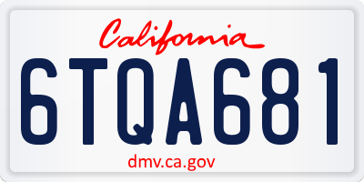 CA license plate 6TQA681