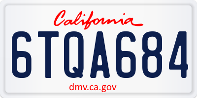 CA license plate 6TQA684