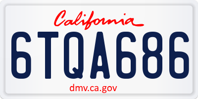 CA license plate 6TQA686