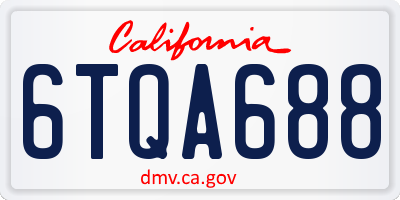 CA license plate 6TQA688