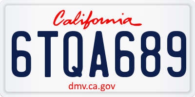 CA license plate 6TQA689