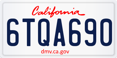 CA license plate 6TQA690