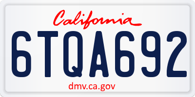 CA license plate 6TQA692