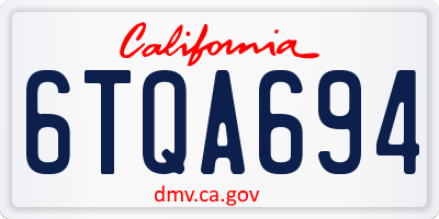 CA license plate 6TQA694