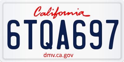 CA license plate 6TQA697