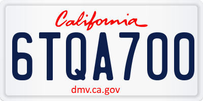 CA license plate 6TQA700