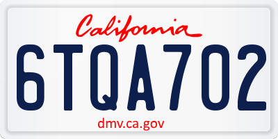 CA license plate 6TQA702