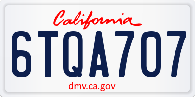 CA license plate 6TQA707