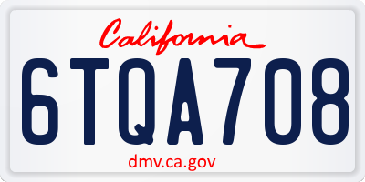 CA license plate 6TQA708