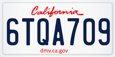 CA license plate 6TQA709