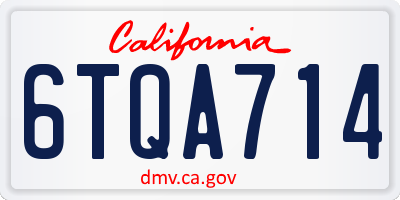 CA license plate 6TQA714