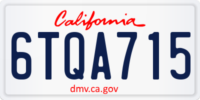 CA license plate 6TQA715