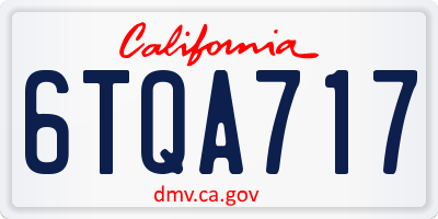 CA license plate 6TQA717