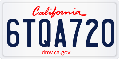 CA license plate 6TQA720