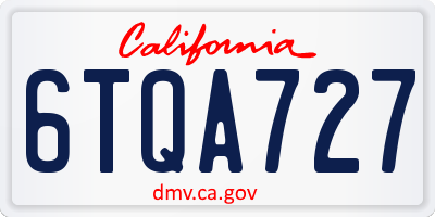 CA license plate 6TQA727