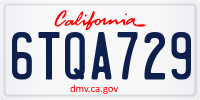 CA license plate 6TQA729