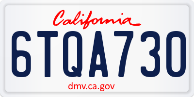 CA license plate 6TQA730