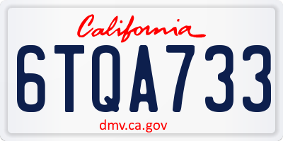 CA license plate 6TQA733