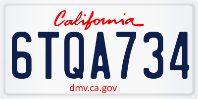 CA license plate 6TQA734