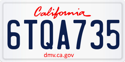 CA license plate 6TQA735