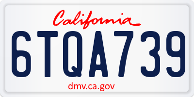 CA license plate 6TQA739